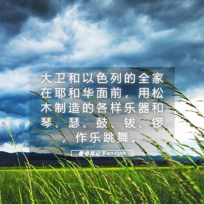 Picture 05 - 撒 母 耳 记 下 6:5 CUVS - 大 卫 和 以 色 列 的 全 家 在 耶 和 - Bible Verse Picture