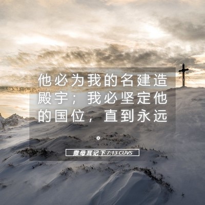 Picture 05 - 撒 母 耳 记 下 7:13 CUVS - 他 必 为 我 的 名 建 造 殿 宇 ； 我 - Bible Verse Picture