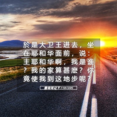 Picture 05 - 撒 母 耳 记 下 7:18 CUVS - 於 是 大 卫 王 进 去 ， 坐 在 耶 和 - Bible Verse Picture