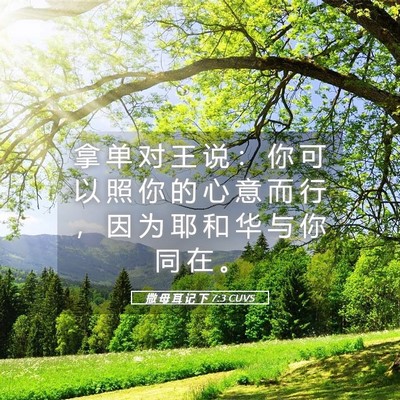 Picture 05 - 撒 母 耳 记 下 7:3 CUVS - 拿 单 对 王 说 ： 你 可 以 照 你 的 - Bible Verse Picture