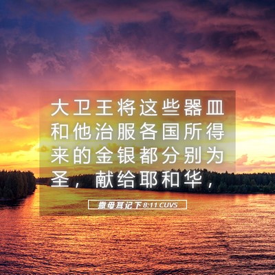 Picture 05 - 撒 母 耳 记 下 8:11 CUVS - 大 卫 王 将 这 些 器 皿 和 他 治 服 - Bible Verse Picture