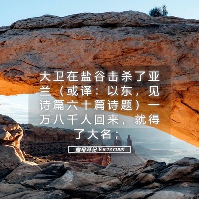 Picture 05 - 撒 母 耳 记 下 8:13 CUVS - 大 卫 在 盐 谷 击 杀 了 亚 兰 （ 或 - Bible Verse Picture