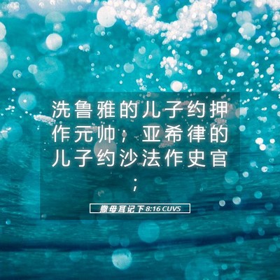 Picture 05 - 撒 母 耳 记 下 8:16 CUVS - 洗 鲁 雅 的 儿 子 约 押 作 元 帅 ； - Bible Verse Picture