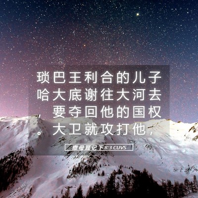 Picture 05 - 撒 母 耳 记 下 8:3 CUVS - 琐 巴 王 利 合 的 儿 子 哈 大 底 谢 - Bible Verse Picture