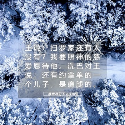 Picture 05 - 撒 母 耳 记 下 9:3 CUVS - 王 说 ： 扫 罗 家 还 有 人 没 有 ？ - Bible Verse Picture