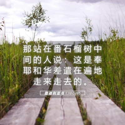 Picture 05 - 撒 迦 利 亚 书 1:10 CUVS - 那 站 在 番 石 榴 树 中 间 的 人 说 - Bible Verse Picture