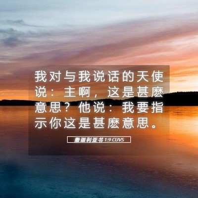 Picture 05 - 撒 迦 利 亚 书 1:9 CUVS - 我 对 与 我 说 话 的 天 使 说 ： 主 - Bible Verse Picture