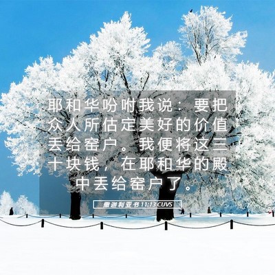 Picture 05 - 撒 迦 利 亚 书 11:13 CUVS - 耶 和 华 吩 咐 我 说 ： 要 把 众 人 - Bible Verse Picture