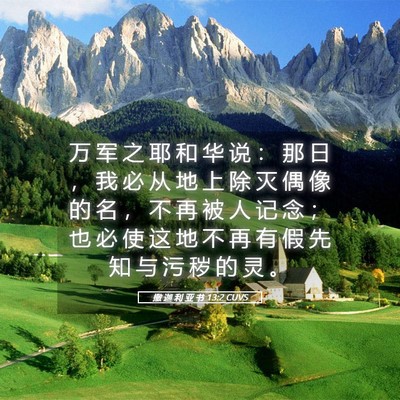 Picture 05 - 撒 迦 利 亚 书 13:2 CUVS - 万 军 之 耶 和 华 说 ： 那 日 ， 我 - Bible Verse Picture