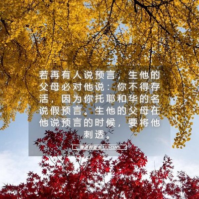 Picture 05 - 撒 迦 利 亚 书 13:3 CUVS - 若 再 有 人 说 预 言 ， 生 他 的 父 - Bible Verse Picture