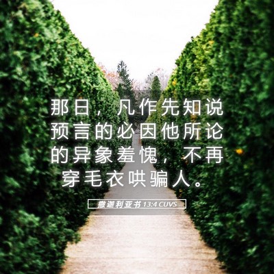 Picture 05 - 撒 迦 利 亚 书 13:4 CUVS - 那 日 ， 凡 作 先 知 说 预 言 的 必 - Bible Verse Picture