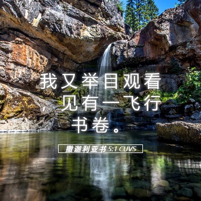 Picture 05 - 撒 迦 利 亚 书 5:1 CUVS - 我 又 举 目 观 看 ， 见 有 一 飞 行 - Bible Verse Picture