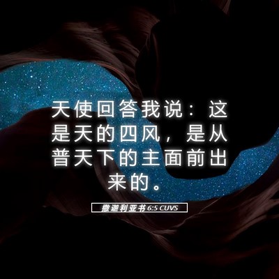Picture 05 - 撒 迦 利 亚 书 6:5 CUVS - 天 使 回 答 我 说 ： 这 是 天 的 四 - Bible Verse Picture