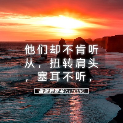 Picture 05 - 撒 迦 利 亚 书 7:11 CUVS - 他 们 却 不 肯 听 从 ， 扭 转 肩 头 - Bible Verse Picture