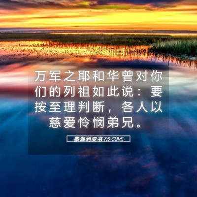 Picture 05 - 撒 迦 利 亚 书 7:9 CUVS - 万 军 之 耶 和 华 曾 对 你 们 的 列 - Bible Verse Picture