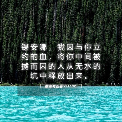 Picture 05 - 撒 迦 利 亚 书 9:11 CUVS - 锡 安 哪 ， 我 因 与 你 立 约 的 血 - Bible Verse Picture