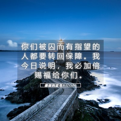 Picture 05 - 撒 迦 利 亚 书 9:12 CUVS - 你 们 被 囚 而 有 指 望 的 人 都 要 - Bible Verse Picture