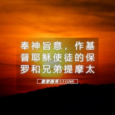 Picture 05 - 歌 罗 西 书 1:1 CUVS - 奉 神 旨 意 ， 作 基 督 耶 稣 使 徒 - Bible Verse Picture
