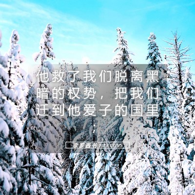 Picture 05 - 歌 罗 西 书 1:13 CUVS - 他 救 了 我 们 脱 离 黑 暗 的 权 势 - Bible Verse Picture