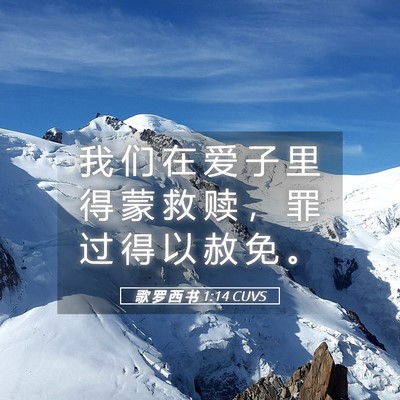 Picture 05 - 歌 罗 西 书 1:14 CUVS - 我 们 在 爱 子 里 得 蒙 救 赎 ， 罪 - Bible Verse Picture
