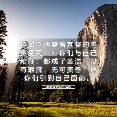 Picture 05 - 歌 罗 西 书 1:22 CUVS - 但 如 今 他 藉 着 基 督 的 肉 身 受 - Bible Verse Picture