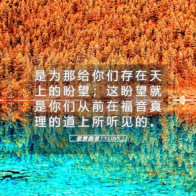 Picture 05 - 歌 罗 西 书 1:5 CUVS - 是 为 那 给 你 们 存 在 天 上 的 盼 - Bible Verse Picture