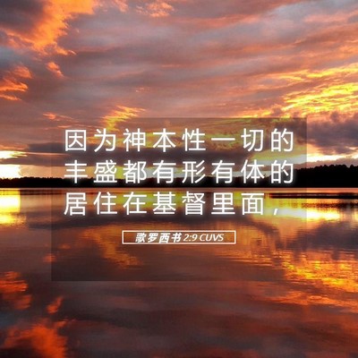 Picture 05 - 歌 罗 西 书 2:9 CUVS - 因 为 神 本 性 一 切 的 丰 盛 都 有 - Bible Verse Picture