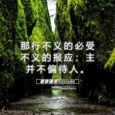Picture 05 - 歌 罗 西 书 3:25 CUVS - 那 行 不 义 的 必 受 不 义 的 报 应 - Bible Verse Picture