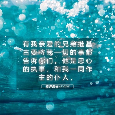 Picture 05 - 歌 罗 西 书 4:7 CUVS - 有 我 亲 爱 的 兄 弟 推 基 古 要 将 - Bible Verse Picture