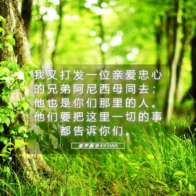 Picture 05 - 歌 罗 西 书 4:9 CUVS - 我 又 打 发 一 位 亲 爱 忠 心 的 兄 - Bible Verse Picture