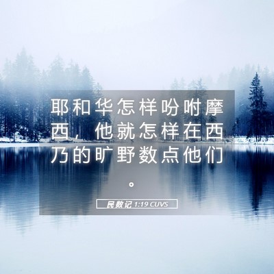 Picture 05 - 民 数 记 1:19 CUVS - 耶 和 华 怎 样 吩 咐 摩 西 ， 他 就 - Bible Verse Picture