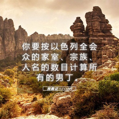 Picture 05 - 民 数 记 1:2 CUVS - 你 要 按 以 色 列 全 会 众 的 家 室 - Bible Verse Picture