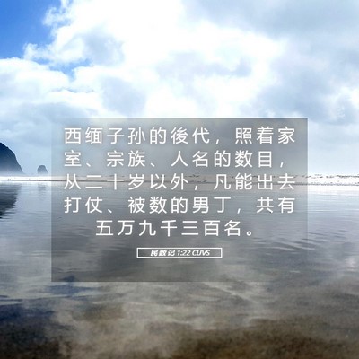 Picture 05 - 民 数 记 1:22 CUVS - 西 缅 子 孙 的 後 代 ， 照 着 家 室 - Bible Verse Picture