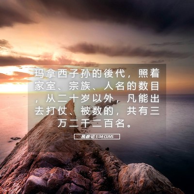 Picture 05 - 民 数 记 1:34 CUVS - 玛 拿 西 子 孙 的 後 代 ， 照 着 家 - Bible Verse Picture