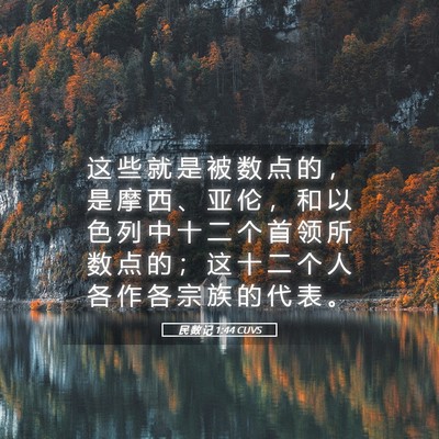 Picture 05 - 民 数 记 1:44 CUVS - 这 些 就 是 被 数 点 的 ， 是 摩 西 - Bible Verse Picture