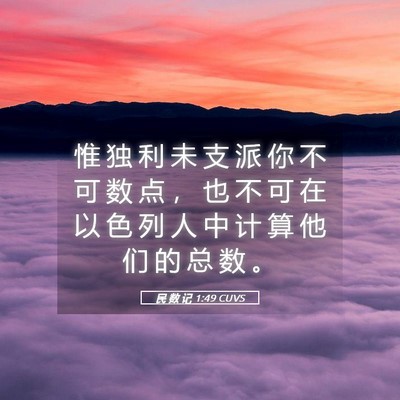Picture 05 - 民 数 记 1:49 CUVS - 惟 独 利 未 支 派 你 不 可 数 点 ， - Bible Verse Picture