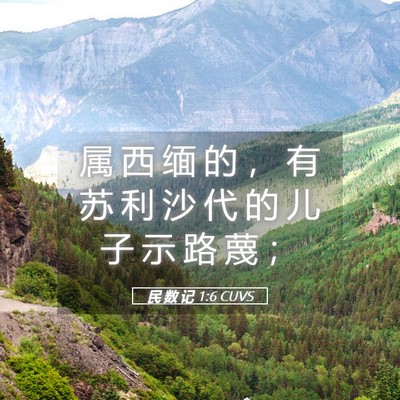 Picture 05 - 民 数 记 1:6 CUVS - 属 西 缅 的 ， 有 苏 利 沙 代 的 儿 - Bible Verse Picture