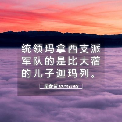 Picture 05 - 民 数 记 10:23 CUVS - 统 领 玛 拿 西 支 派 军 队 的 是 比 - Bible Verse Picture