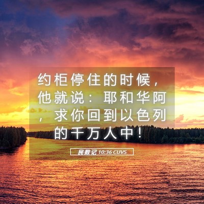 Picture 05 - 民 数 记 10:36 CUVS - 约 柜 停 住 的 时 候 ， 他 就 说 ： - Bible Verse Picture