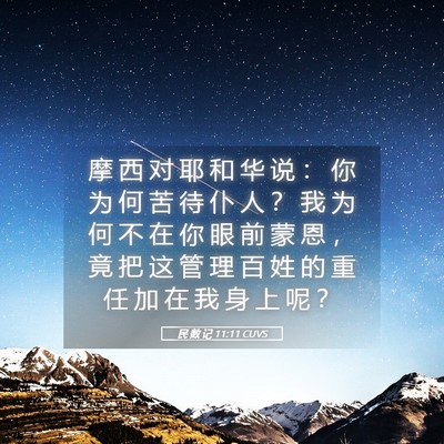 Picture 05 - 民 数 记 11:11 CUVS - 摩 西 对 耶 和 华 说 ： 你 为 何 苦 - Bible Verse Picture