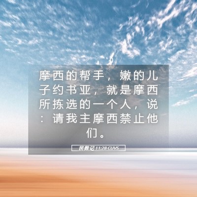 Picture 05 - 民 数 记 11:28 CUVS - 摩 西 的 帮 手 ， 嫩 的 儿 子 约 书 - Bible Verse Picture