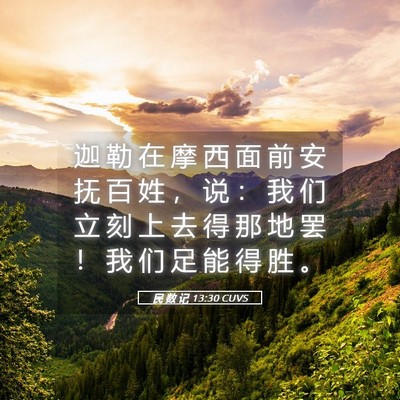 Picture 05 - 民 数 记 13:30 CUVS - 迦 勒 在 摩 西 面 前 安 抚 百 姓 ， - Bible Verse Picture