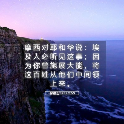 Picture 05 - 民 数 记 14:13 CUVS - 摩 西 对 耶 和 华 说 ： 埃 及 人 必 - Bible Verse Picture