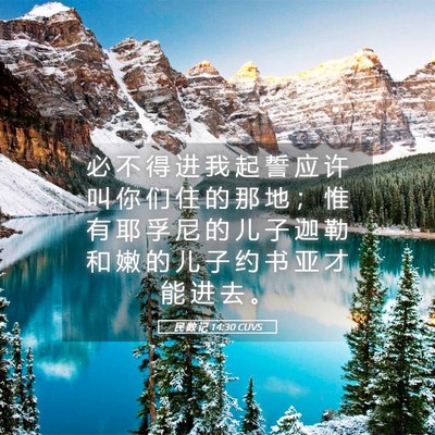 Picture 05 - 民 数 记 14:30 CUVS - 必 不 得 进 我 起 誓 应 许 叫 你 们 - Bible Verse Picture
