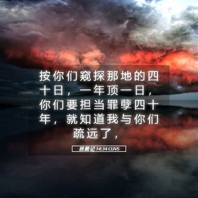 Picture 05 - 民 数 记 14:34 CUVS - 按 你 们 窥 探 那 地 的 四 十 日 ， - Bible Verse Picture