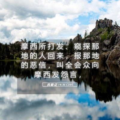Picture 05 - 民 数 记 14:36 CUVS - 摩 西 所 打 发 、 窥 探 那 地 的 人 - Bible Verse Picture