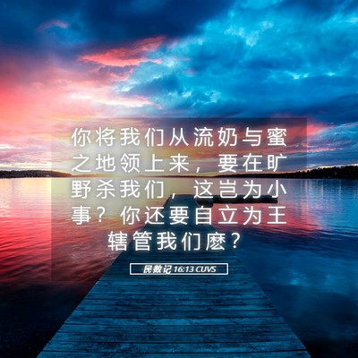 Picture 05 - 民 数 记 16:13 CUVS - 你 将 我 们 从 流 奶 与 蜜 之 地 领 - Bible Verse Picture