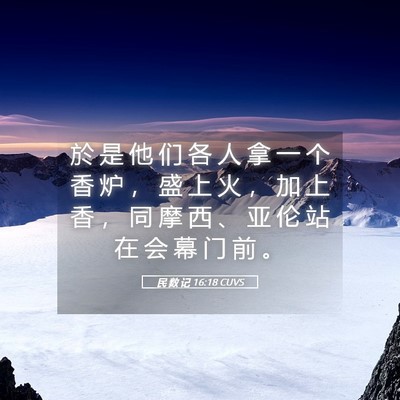 Picture 05 - 民 数 记 16:18 CUVS - 於 是 他 们 各 人 拿 一 个 香 炉 ， - Bible Verse Picture