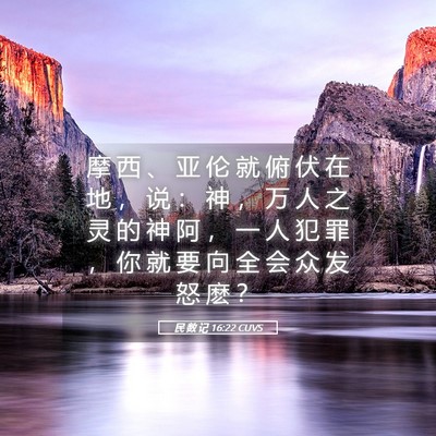 Picture 05 - 民 数 记 16:22 CUVS - 摩 西 、 亚 伦 就 俯 伏 在 地 ， 说 - Bible Verse Picture