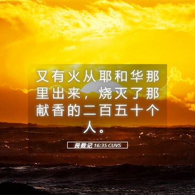 Picture 05 - 民 数 记 16:35 CUVS - 又 有 火 从 耶 和 华 那 里 出 来 ， - Bible Verse Picture